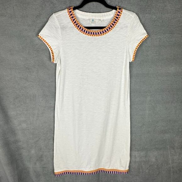 Boden Dresses & Skirts - Boden Dress Womens 4R White Sena Embroidered Jersey Mini Stretch Resort Beach